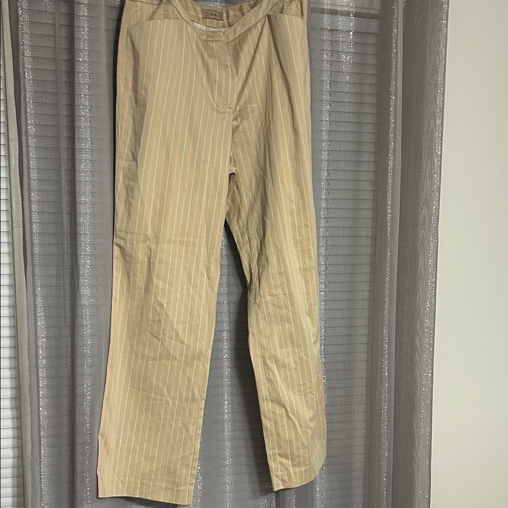 Womens Beige Striped Chinos